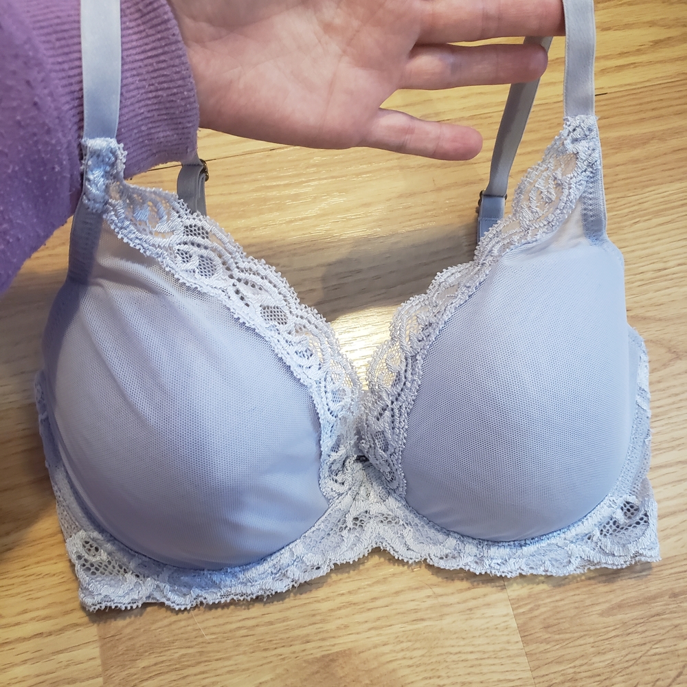 Natori Blue Lace Trim Bra Full Coverage